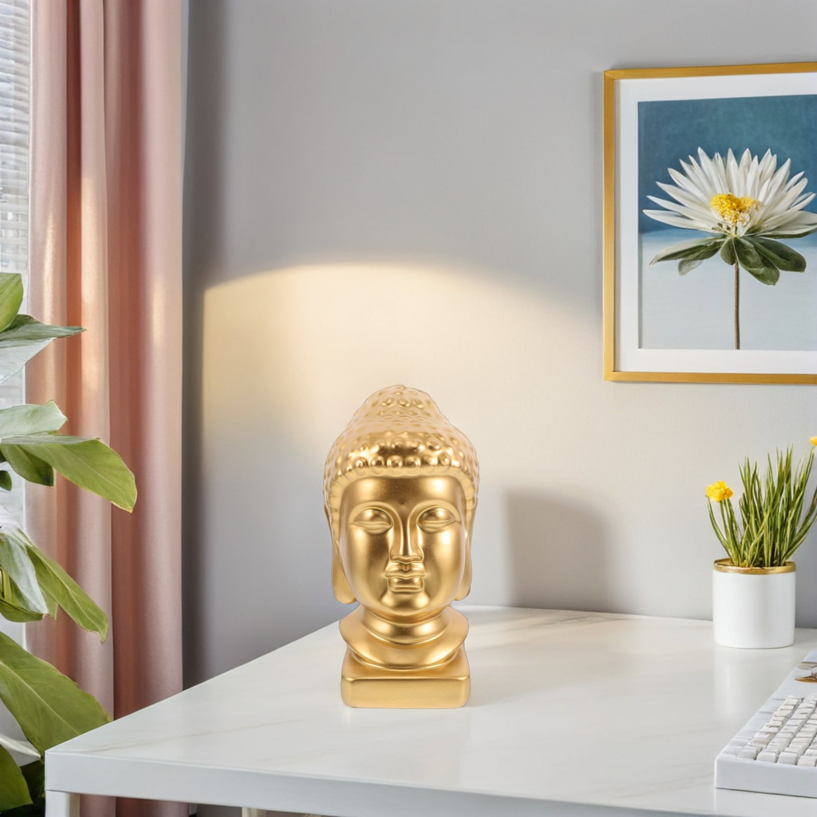 Resin Art And Decor - Статуэтка головы Будды из смолы: элегантная,