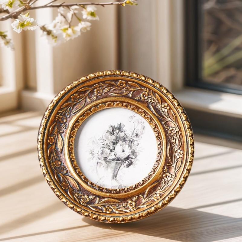 Resin Art Photo Frame - Круглая фоторамка из античной бронзы и