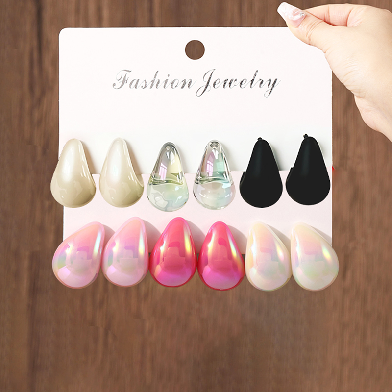 Resin Art Ring - 3 пары модных серег-капель из смолы,