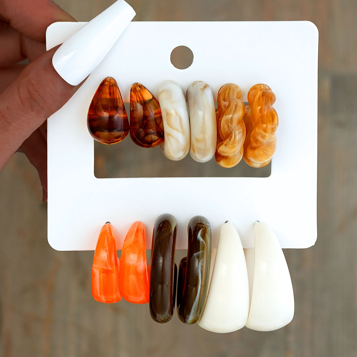 Resin Art Ring - 12 шт., богемный красочный комплект серег
