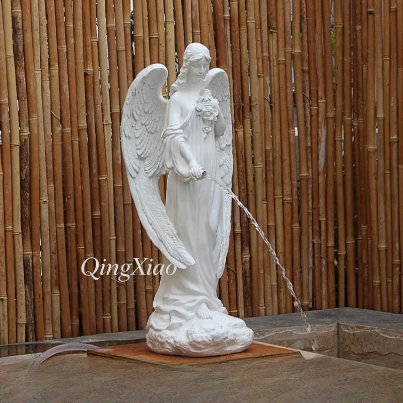 Resin Art Sculptures - Европейская скульптура ангела с водным фонтаном,