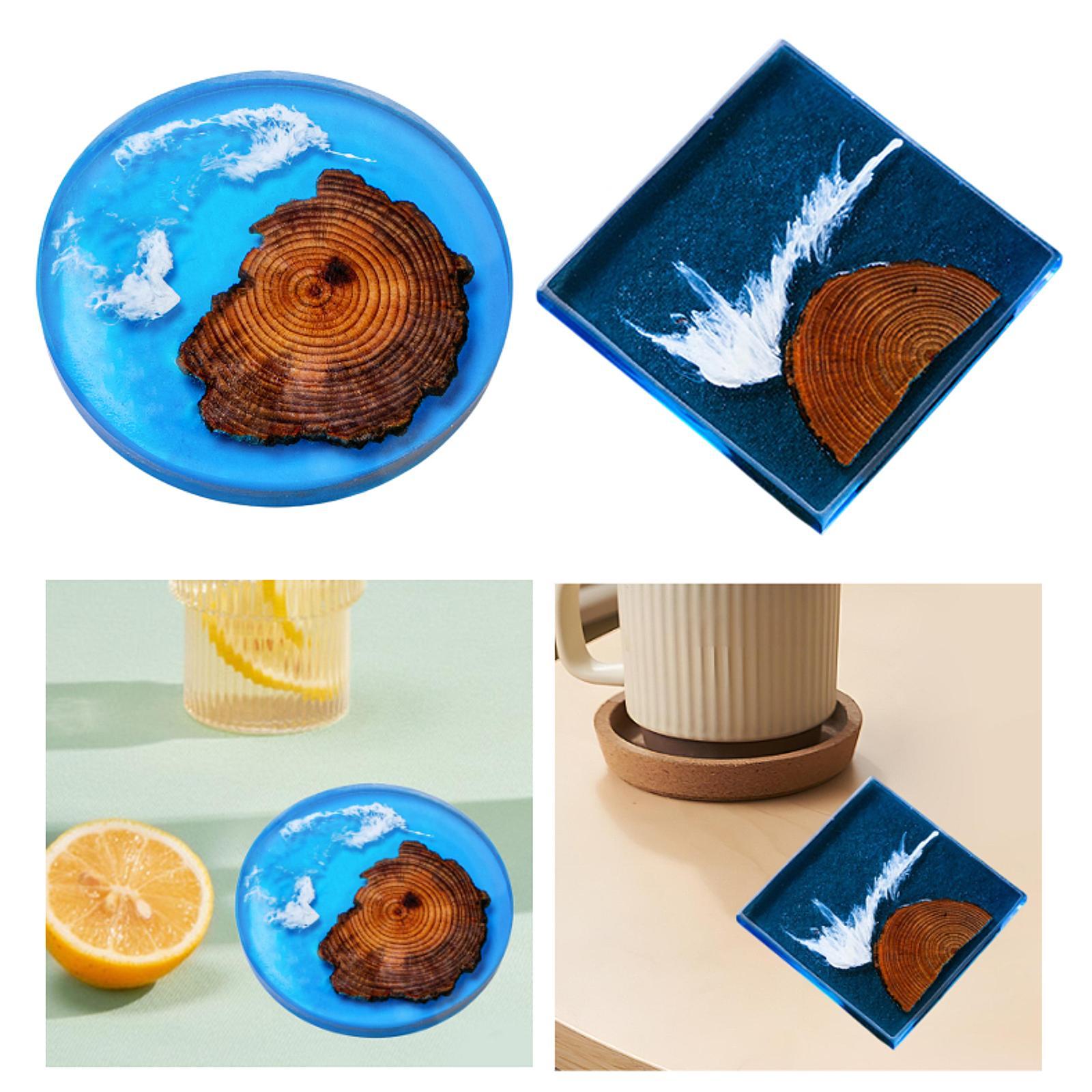 Resin Art Coasters - 6 шт., набор деревянных подставок из