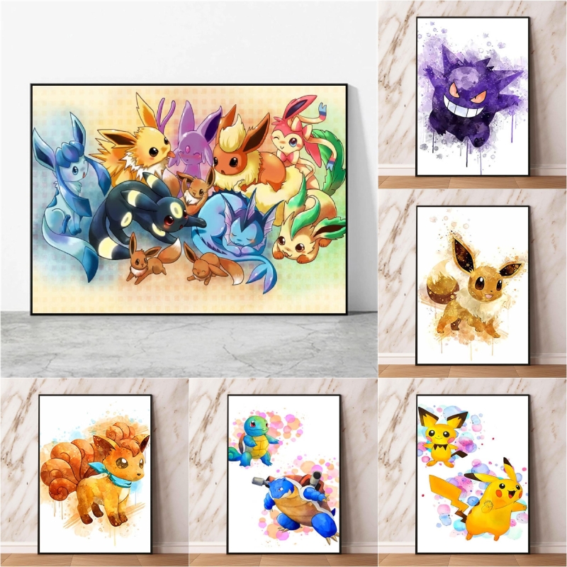 Resin Art Gift - Японские аниме-картины на холсте, Покемон Эвилюция,