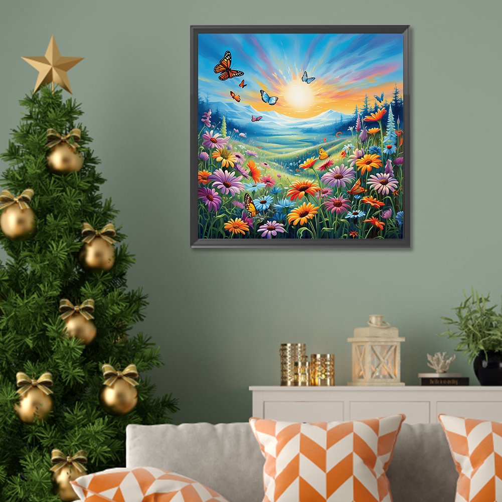 Resin Art Flower - Алмазная картина Семья Милый Олень Цветок
