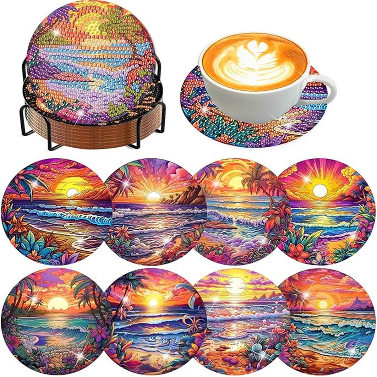 Resin Art Coasters - Набор из 8 акриловых подставок под