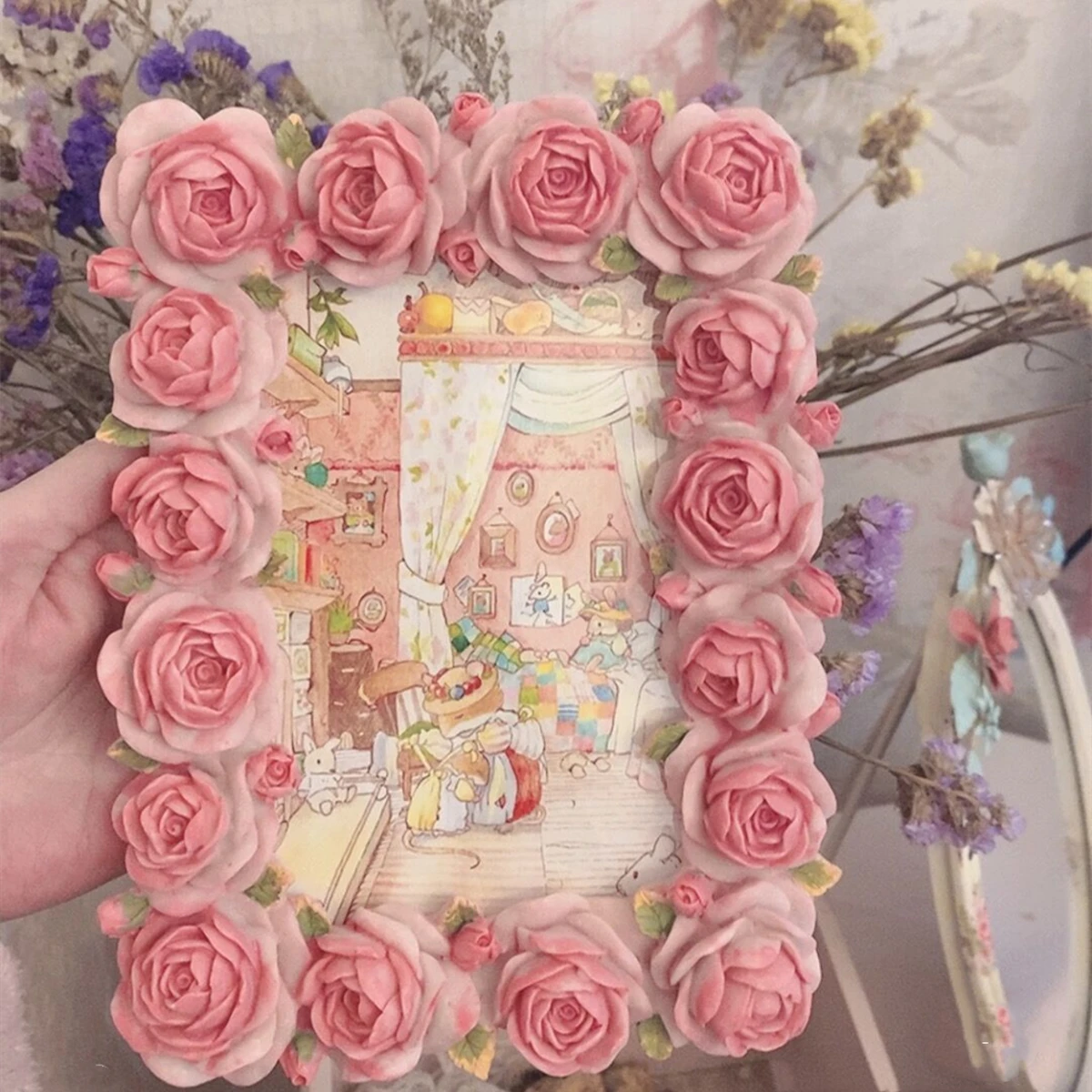 Розовая серия цветов розы, теп – обзор и цена Resin Art Photo Frame