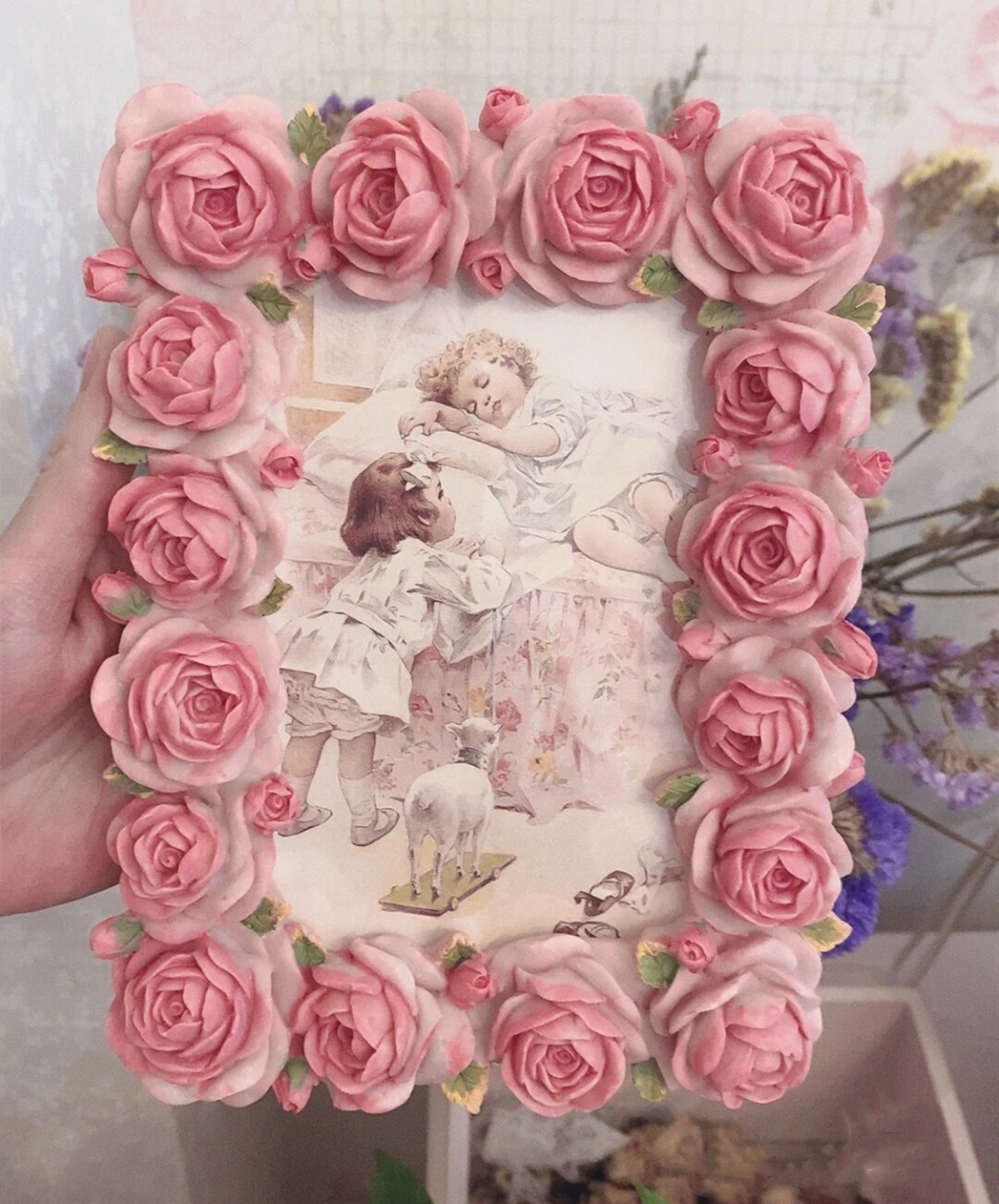Розовая серия цветов розы, теп – обзор и цена Resin Art Photo Frame