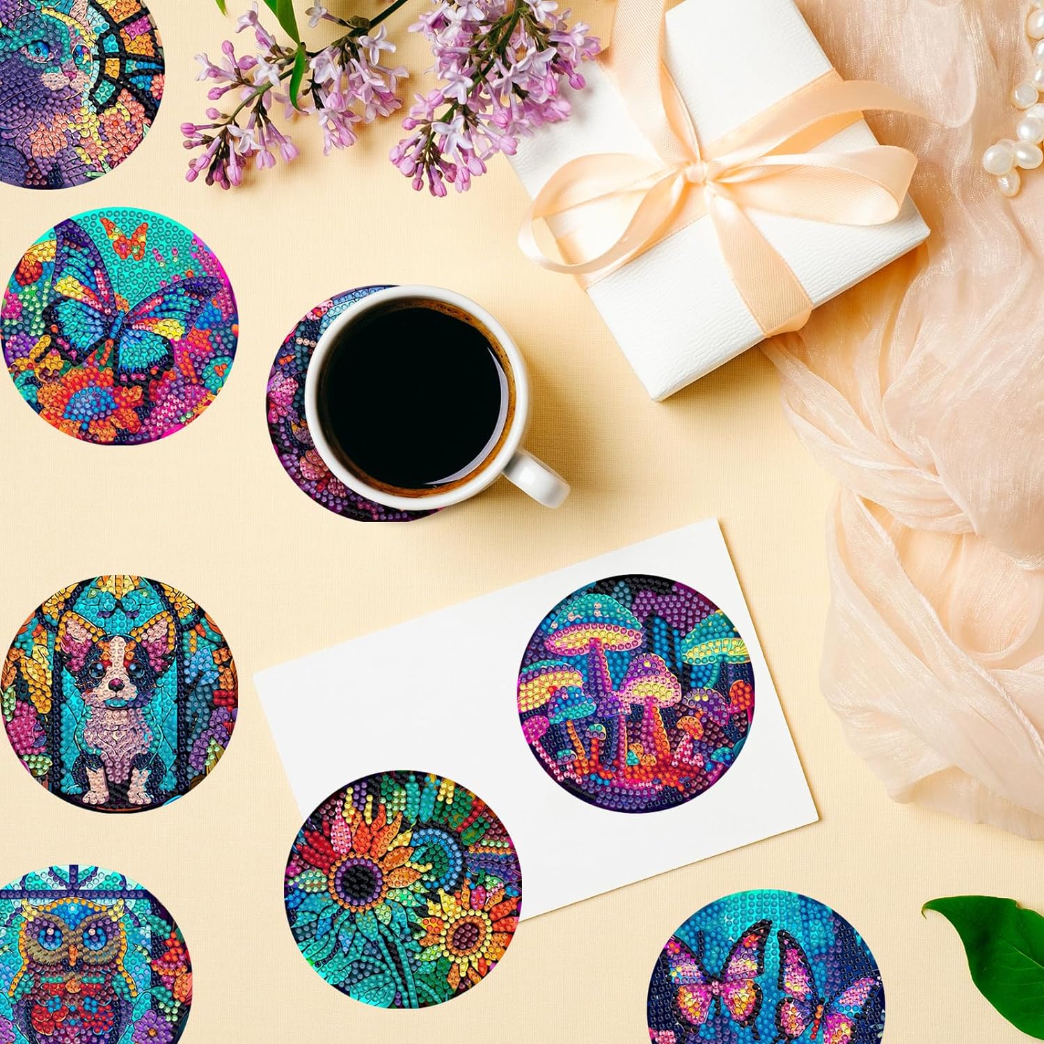SDOYUNO 8 шт. алмазные художес – обзор и цена Resin Art Coasters